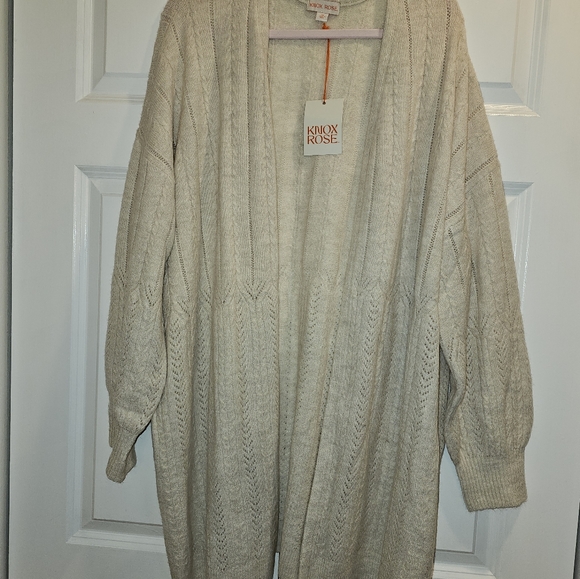 Knox Rose Long Pointelle Cardigan 2x - Picture 3 of 9